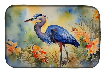 Blue Heron Dish Drying Mat Absorbent Dish Drying Mat Pad for Kitchen Counter Dish Drainer Mat for Countertop, 14 x 21", Multicolor