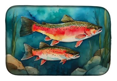 Trout Dish Drying Mat Absorbent Dish Drying Mat Pad for Kitchen Counter Dish Drainer Mat for Countertop, 14 x 21", Multicolor