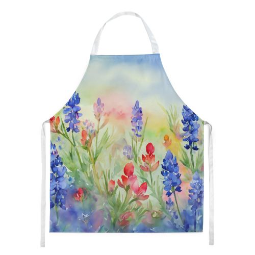Texas Bluebonnets in Watercolor Apron Cooking Kitchen Server Baking Crafts Gardening for Adult Women Men, Unisex, Large, Multicolor