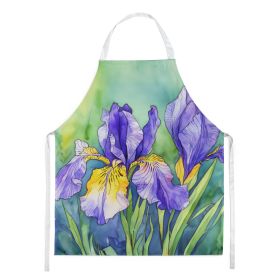 Tennessee Iris in Watercolor Apron Cooking Kitchen Server Baking Crafts Gardening for Adult Women Men, Unisex, Large, Multicolor