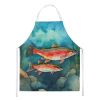 Trout Apron Cooking Kitchen Server Baking Crafts Gardening for Adult Women Men, Unisex, Large, Multicolor