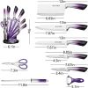 Knife Set, 9-Pieces Purple Gradient Handle Stainless Steel Chef Knife Set