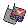 Colorful Hyacinths Pair of Pot Holders Kitchen Heat Resistant Pot Holders Sets Oven Hot Pads for Cooking Baking BBQ, 7 1/2 x 7 1/2