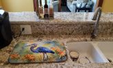 Blue Heron Dish Drying Mat Absorbent Dish Drying Mat Pad for Kitchen Counter Dish Drainer Mat for Countertop, 14 x 21", Multicolor