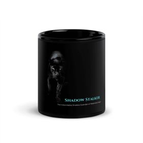 Black Panther Prowl Black Glossy Mug Design By HadiArts (Color: Black + Color Art 11Oz)