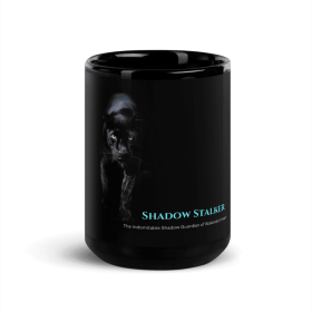 Black Panther Prowl Black Glossy Mug Design By HadiArts (Color: Black + Color Art 15 Oz)